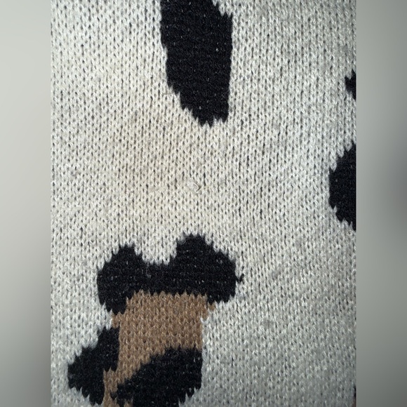 Anthropologie Entro Leopard Sweater V Neck Size Large Heavy Knit Distressed Hem - Picture 4 of 10